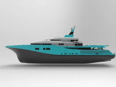 Luxury Yacht Blue Black 3D model