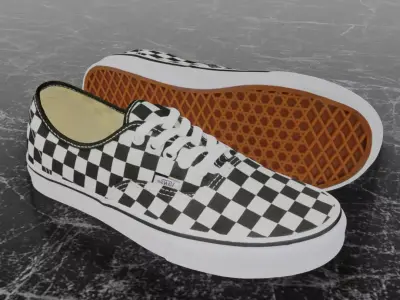 VANS AUTHENTIC GOLDEN COAST BLACK WHITE 3D SHOES  Low-poly 3D model