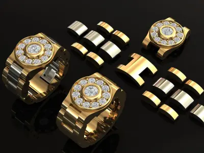 Gents Rings Diamond Men Ring STL 3DM  3D print model