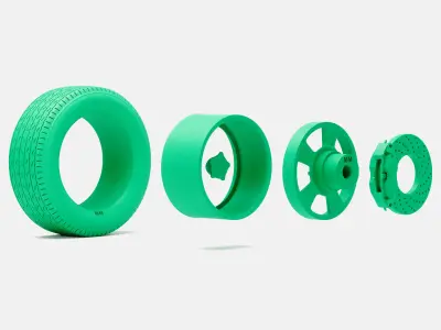 15x8 Torq Thrust D Wheel Goodyear Blue Streak 600 Tire 3D print model