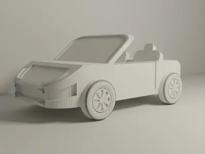 Cartoon 3D Convertible Car Model Low Poly Stylized Vehicle Low-poly 3D model