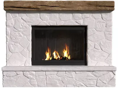Fireplace in Country style Rustic Farmhouse fireplace 3D model