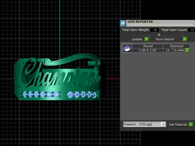 3D Printable Champion Ring with Diamond Accents 3D print model
