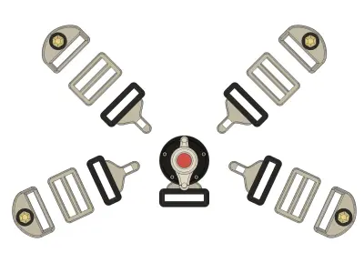 Racing Seat Belt with 5 Point Harness 3D print model