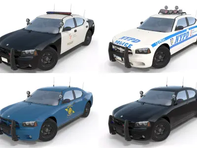 Dodge Charger Police Car Low-poly 3D model