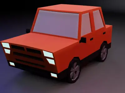 low poly car orange Low-poly 3D model