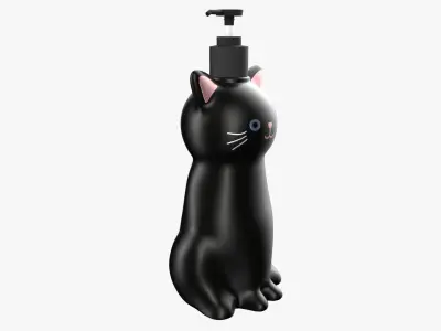 Cat Liquid Soap Dispenser Black Version 3D model