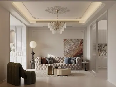 Modern French-style living room 3D model