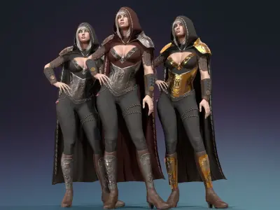 Mirkiliya low-poly 3d model female warrior Low-poly 3D model