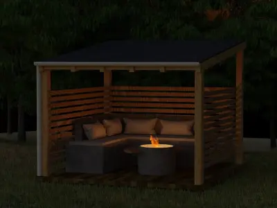Outdoor seating scene Free 3D model
