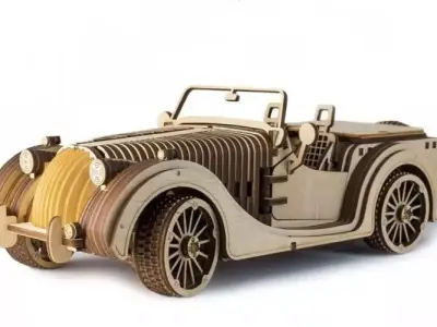 3D Wooden Puzzle Model Vintage Car Roadster VM-01 3D model
