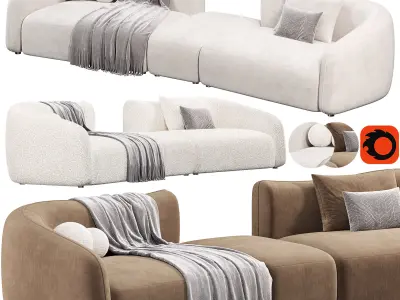 Puffy Puflu Dortlu Kanepe Sofa by caddeyildiz 3D model