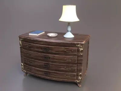 Vintage Wooden Dresser Cabinet 3D model