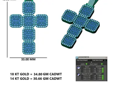 Luxury Iced-Out Cross Pendant  3D print model