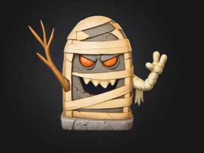 Mischievous Mummy Statue Low-poly 3D model