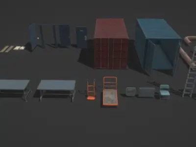 Factory Props 1 Low-poly 3D model