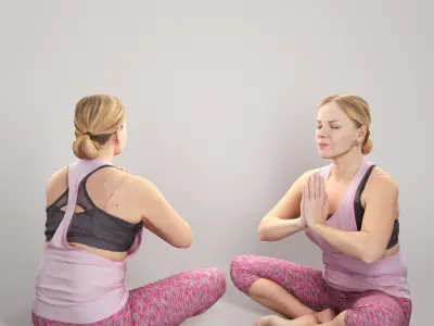 Woman in pink doing yoga 305 Low-poly 3D model