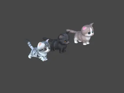 Animate Munchkin Cat Low-poly 3D model