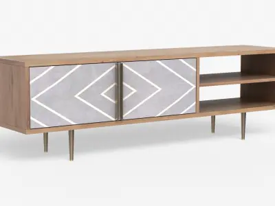 Toshi TV Stand in acacia wood Low-poly 3D model