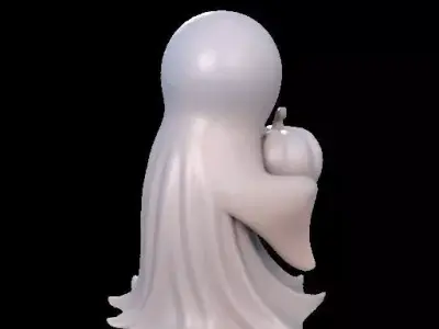 Minimal Halloween Ghost with Pumpkin Head 3D print model
