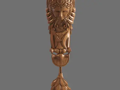 Caryatid ornate wooden shelf bracket 3D model
