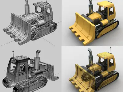 Cartoon bulldozer 3D model