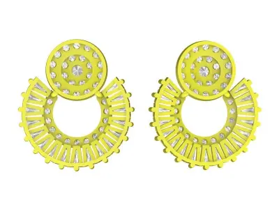 7830 Luxury Diamond Baguette Earrings 3D print model