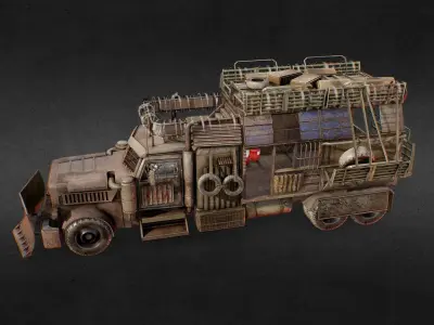 Post apocalypse Truck PBR Low-poly 3D model