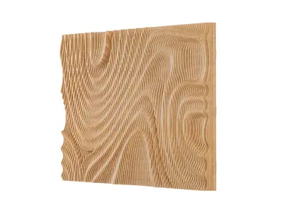 Parametric Wavy Wooden Wall Decor 04 - wood cutting machines 3D model