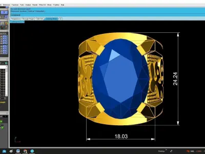 Luxury Oval Gemstone Ring with Chinese Fortune Symbol for M 4930 3D print model