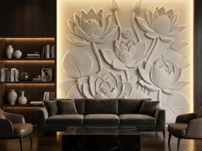 modern panel wall decor set wall relief mural CNC 151 3D model