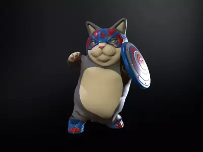 SuperHero Cat Low-poly 3D model