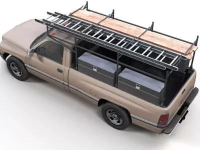 Dodge Ram 1995 utility pickup truck Low-poly 3D model