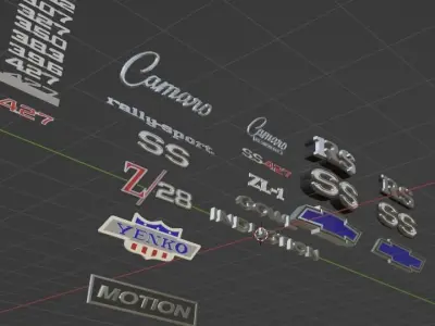 1969 Chevrolet Camaro Badges Low-poly 3D model