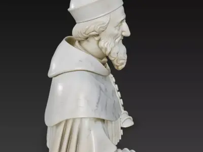 Marble Cleric Bust with Gentle Smile - Classical Religious Elder 3D print model