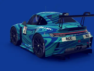 Cartoon GT3 Car Darsche 91 R Low-poly 3D model