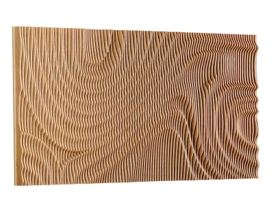 Parametric Wavy Wooden Wall Decor 04 - wood cutting machines 3D model