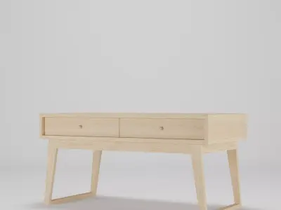 Wood Table with drawers Low-poly 3D model