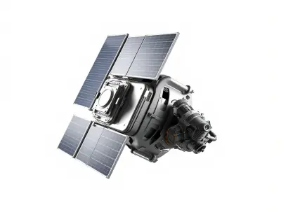 Space Satellite Model Pack with Solar Panels and Engine Low-poly 3D model