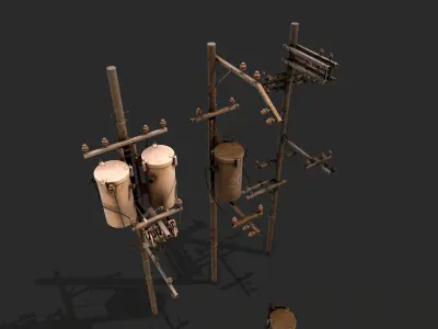 Electric poles Low-poly 3D model