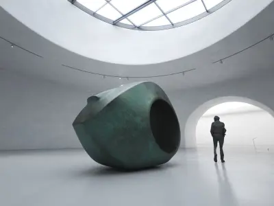 Metal Head Sculpture Low-poly 3D model