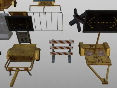 Road Work Construction Equipments 3D model