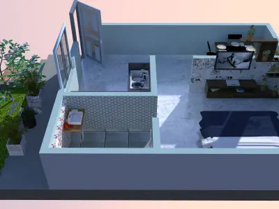 ONE BHK HOUSE PLAN WITH 3D MODEL 3D print model