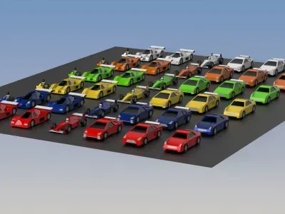 Low Poly Racing Car Pack Low-poly 3D model