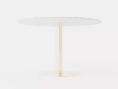 Capri Dining Table 120 Cm Around Marble White Brushed Brass Low-poly 3D model