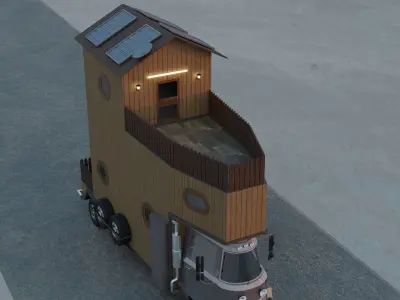 Caravan Truck  House Low-poly 3D model Low-poly 3D model