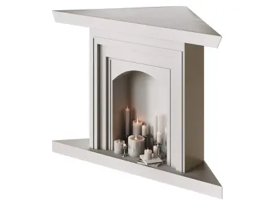 Corner Fireplace with Candles 3D model