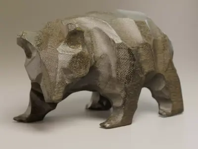 Small Woonden Bear Sculpture - 3D Scan Low-poly 3D model