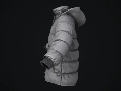 Gray winter jacket Low-poly 3D model