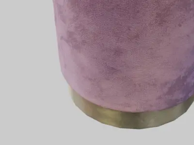 Velvet Pouf in pink Low-poly 3D model